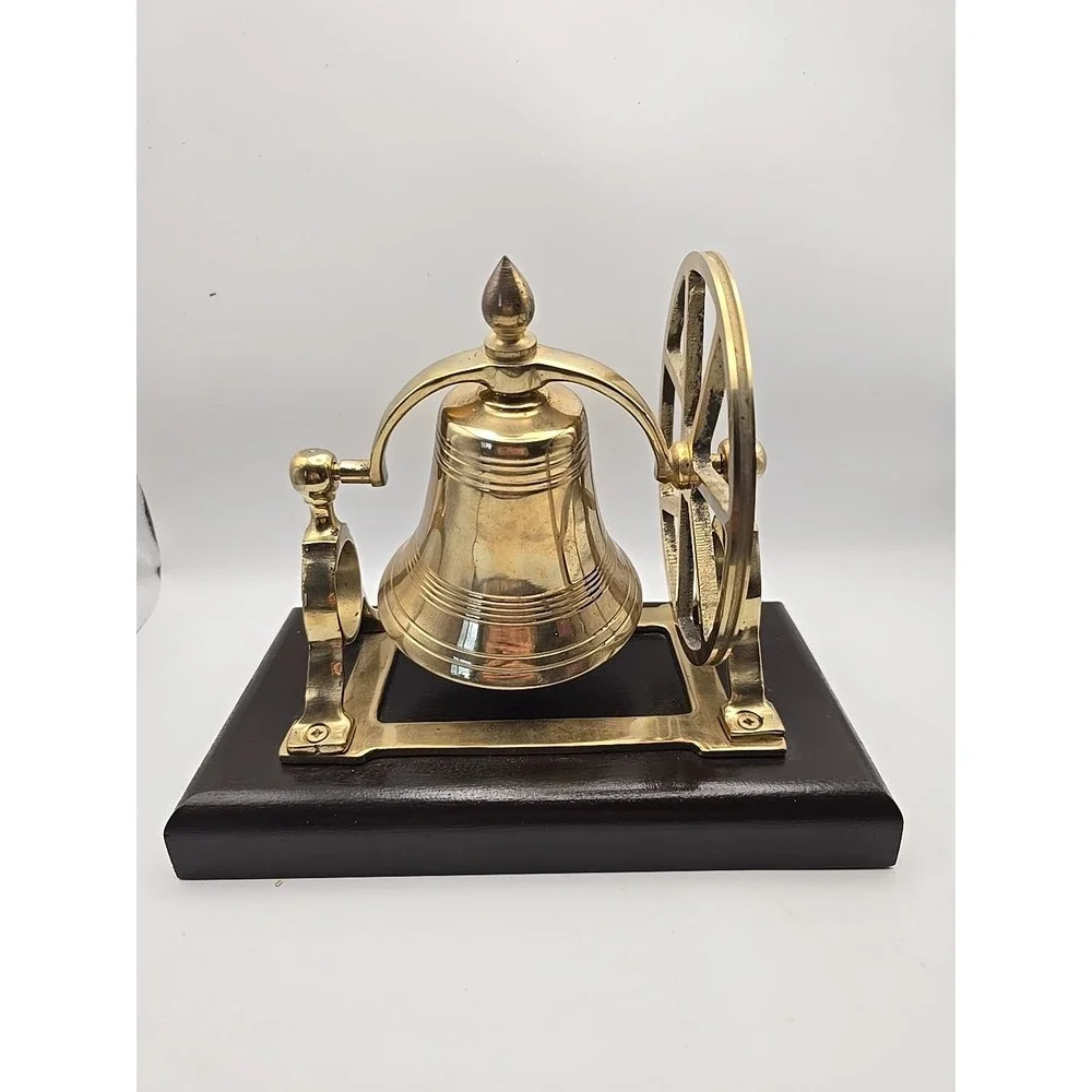 Nautical‎ Brass Ships Wheel Hotel Counter Table Bell Vintage